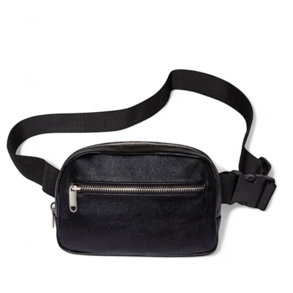 WILD FABLE Crossbody Bag/Fanny Pack Faux Leather Canvas Strap in Black